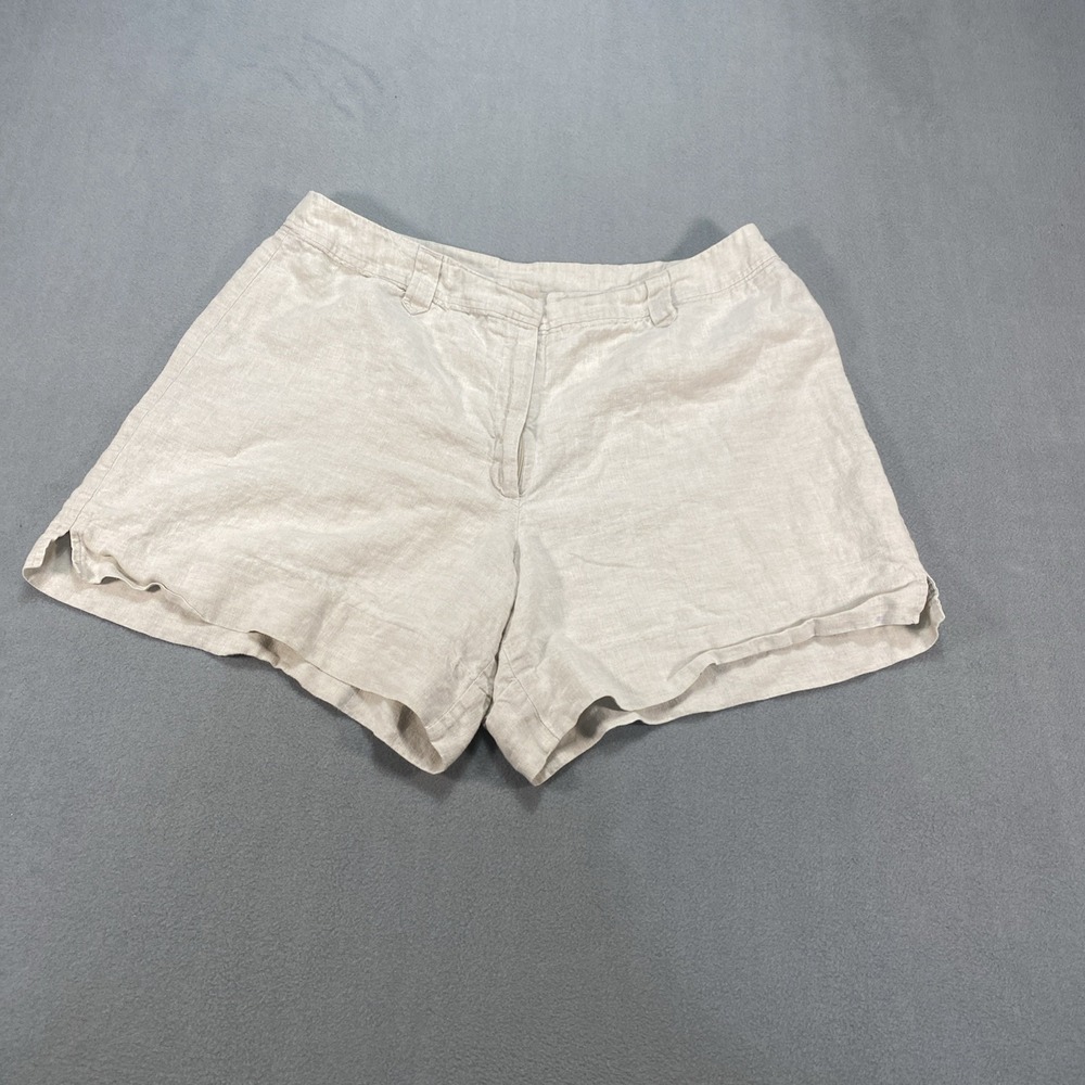 Madison Studio Womens 14 100% Linen Shorts Khaki Coastal Summer Minimalist